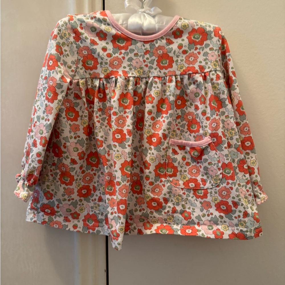 Floral Baby Shirt with Pink Accents, 18 months